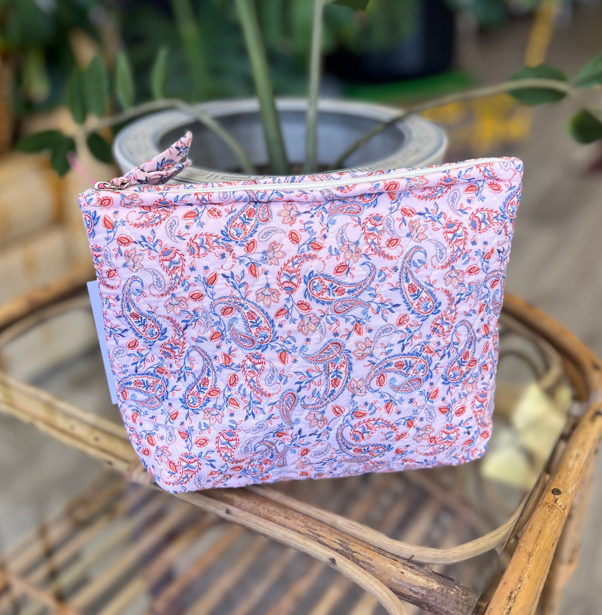 "Pink Paisley Dreams"  Quilted Cosmetic Bag