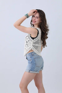 Boho Crochet Lace Vest + Ivory