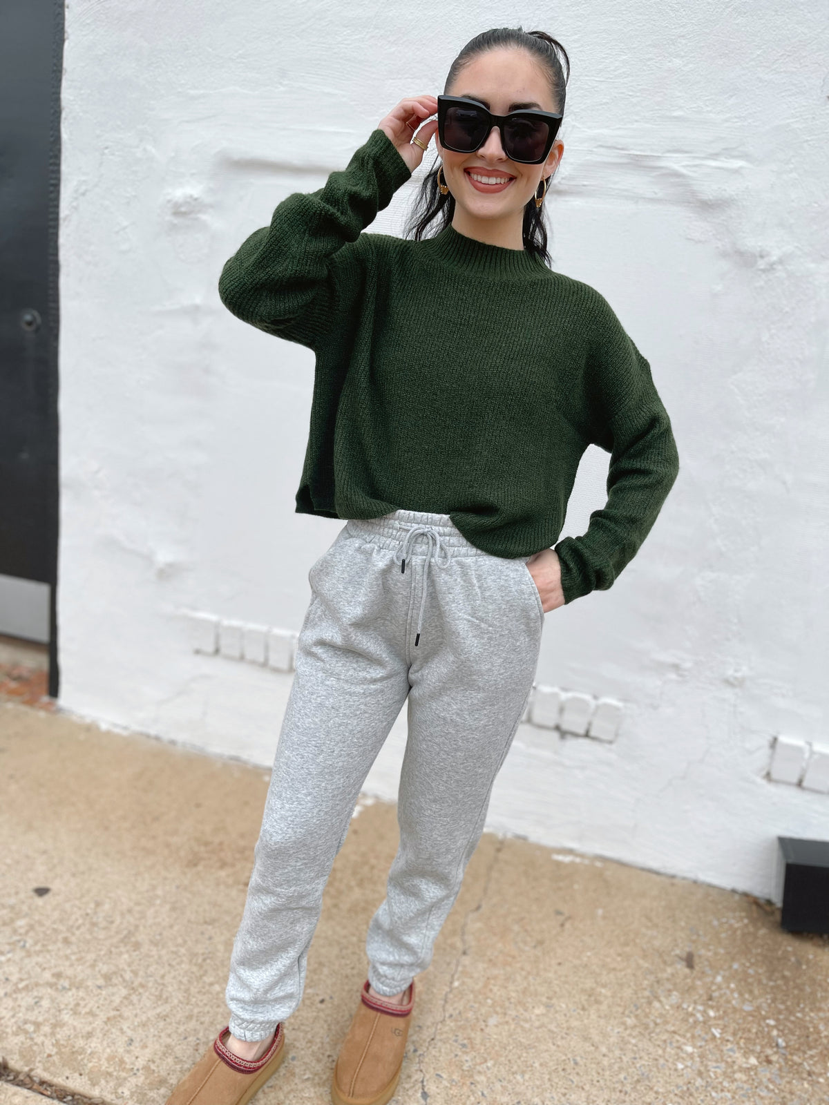 Kate Knit Cropped Sweater + Green