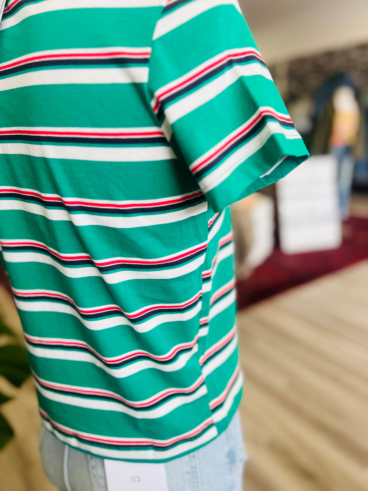 Basic Green Striped Cotton Tee