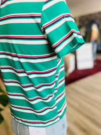 Basic Green Striped Cotton Tee