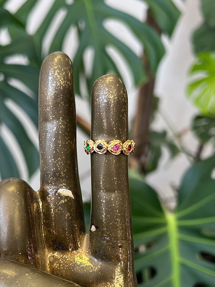 Colorful Inlay CZ 18K Gold Plated Ring