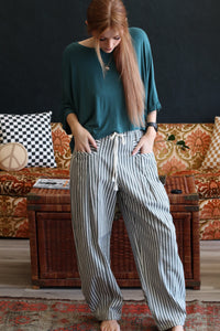 Danny Green Striped Barrel Denim Pants