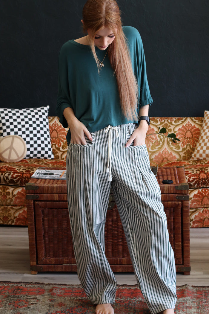 Danny Green Striped Barrel Denim Pants