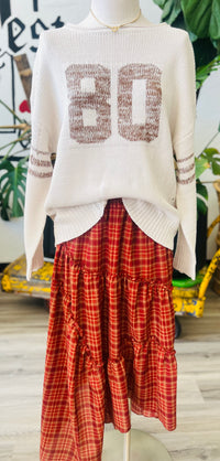 Apple Cider Plaid Midi Skirt
