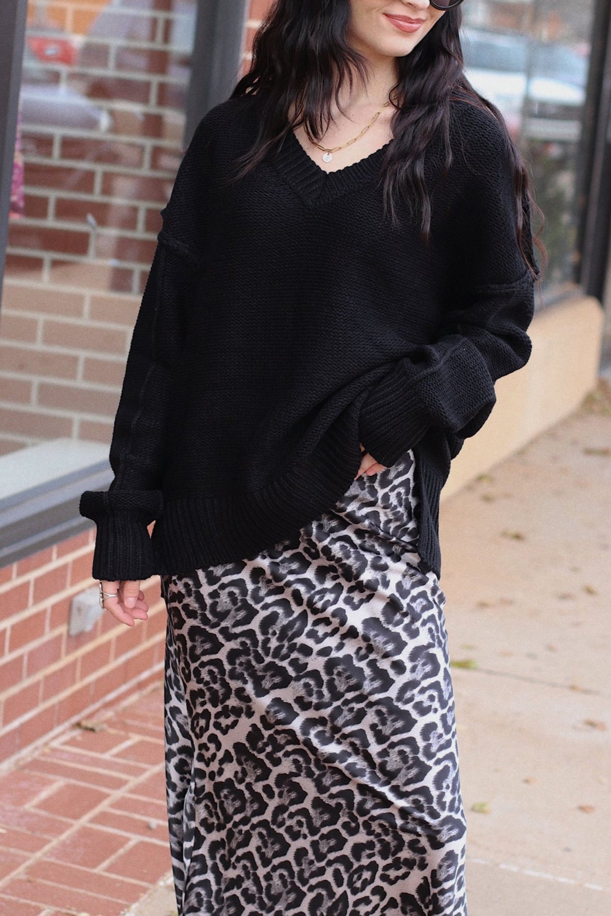 Cozy Black V Neck Sweater