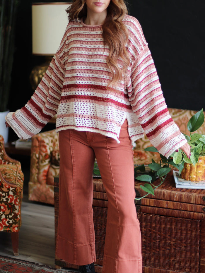 Nicole Wide Leg Cropped Pants + Rust