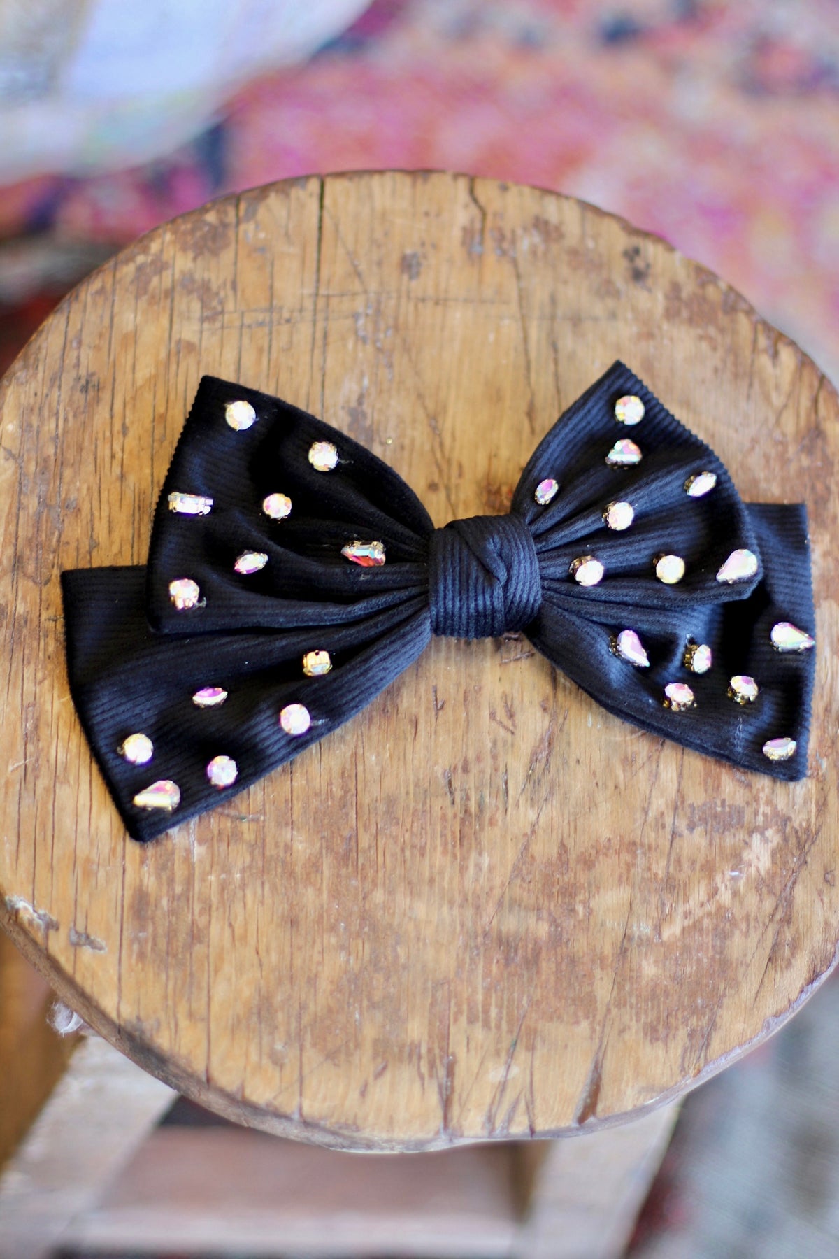 Large Cord Rhinestone Bow