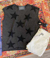 Star Muscle Tee in Black