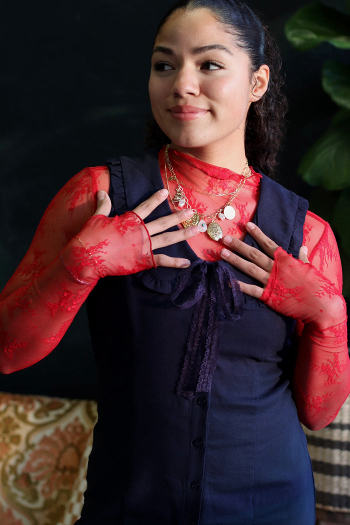 Red Lace Layering Shirt