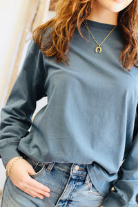 Basic Long Sleeve Top + Navy