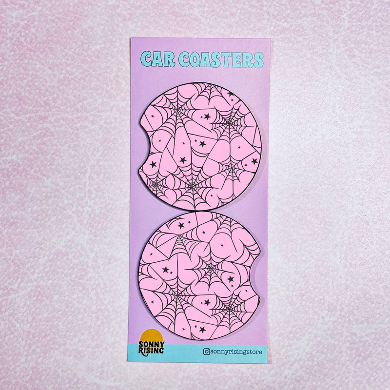 Pink Spiderweb Pattern- Coasters