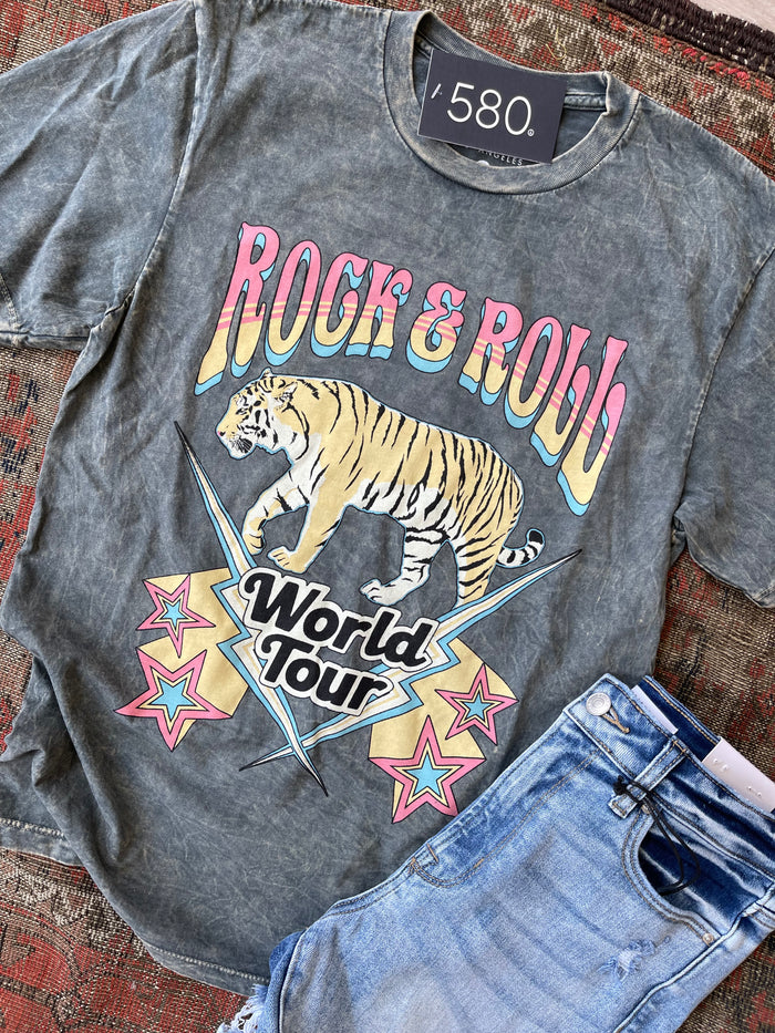 Mineral Wash Tiger Graphic Tee
