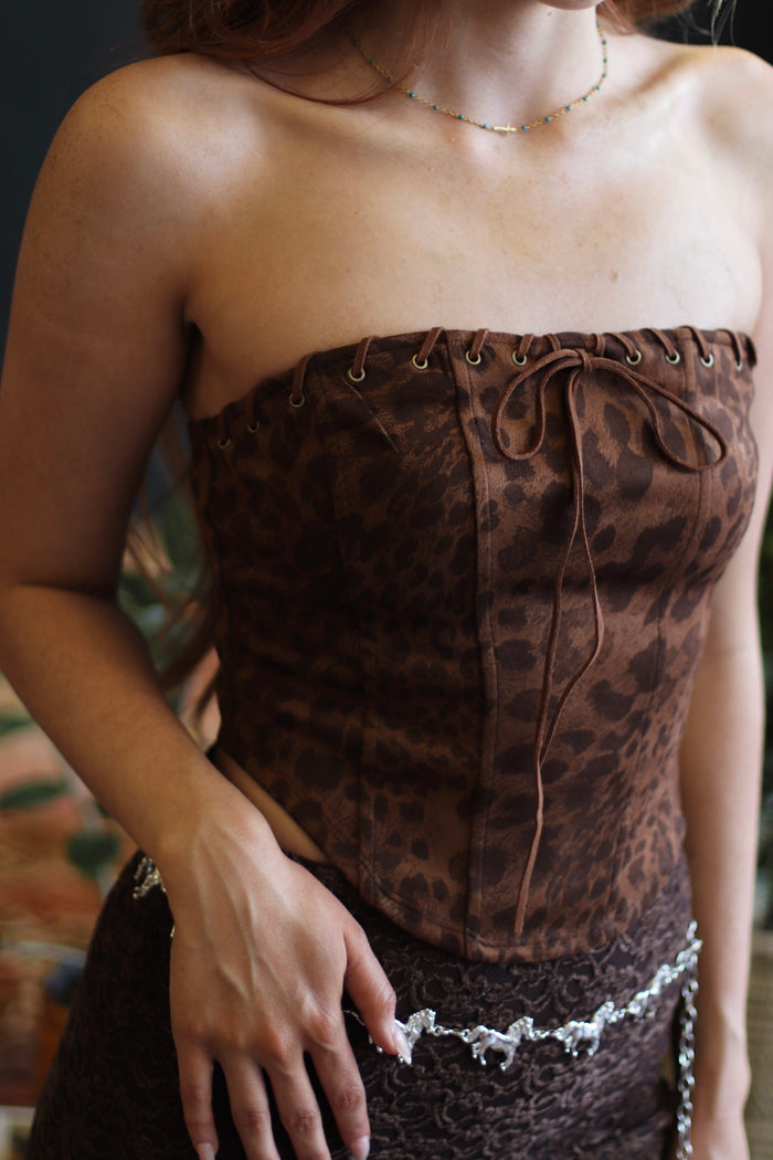 Cheetah Suede Tube Top