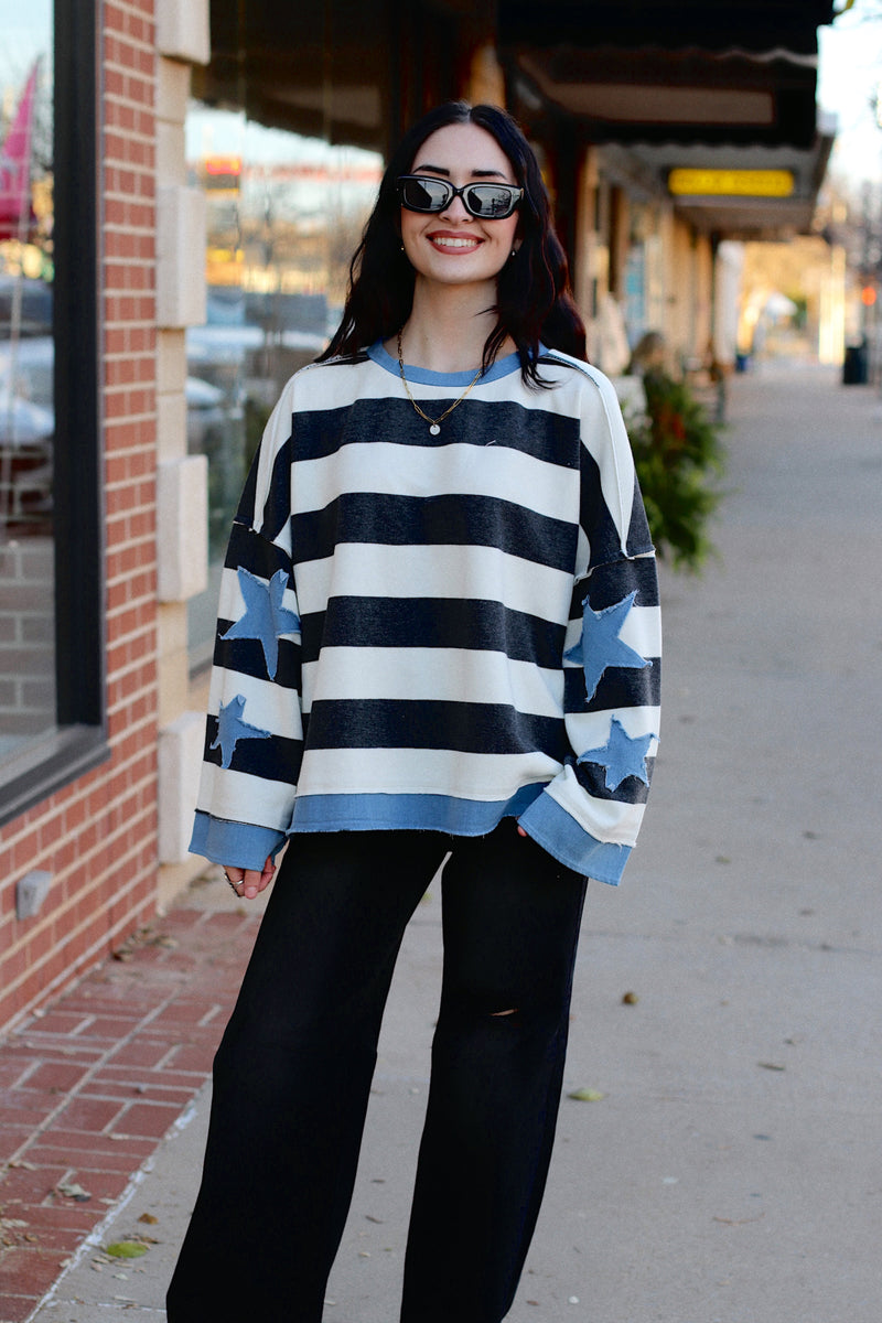 Stripe & Denim Star Sweater