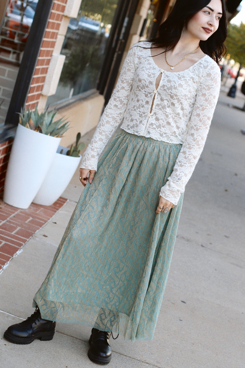 Goldie Flowy Midi Skirt +Sky