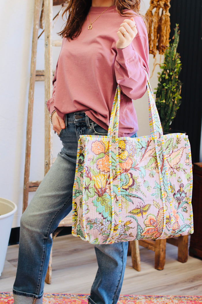 Botanical Quilted Tote Bag