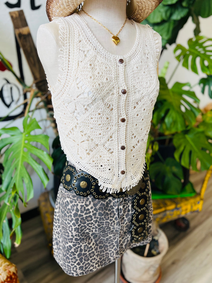 Boho Crochet Lace Vest + Ivory