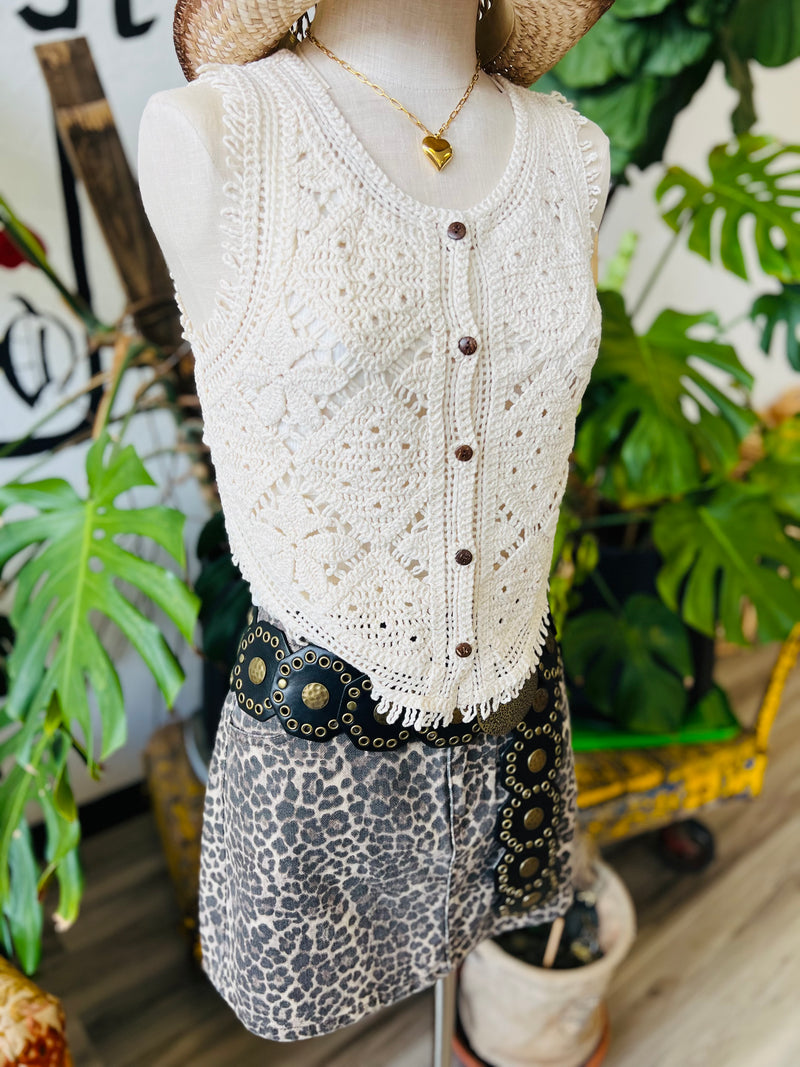 Boho Crochet Lace Vest + Ivory