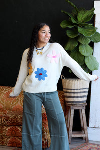 Groovy Flower Knit Sweater