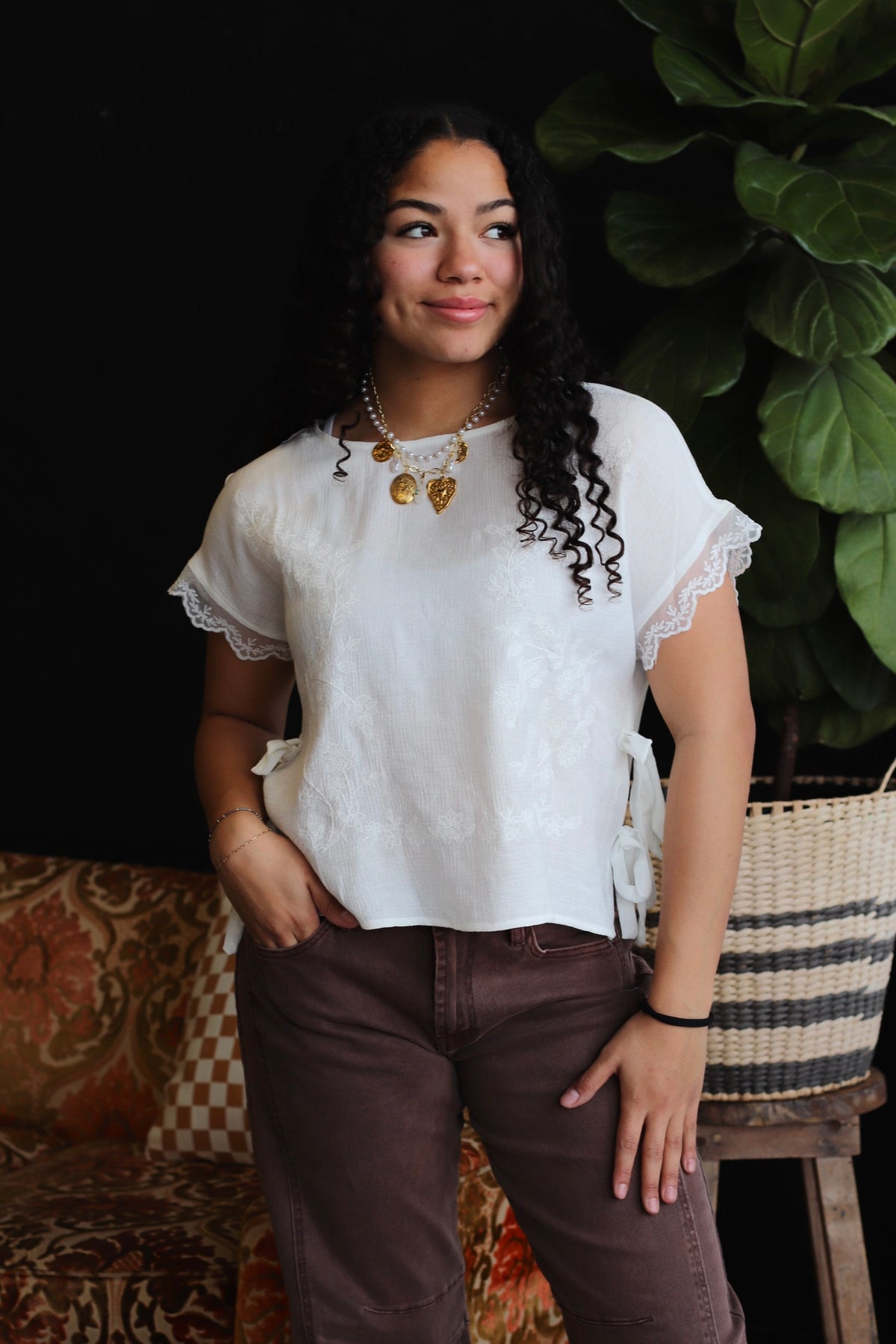 Lacy White Woven Top