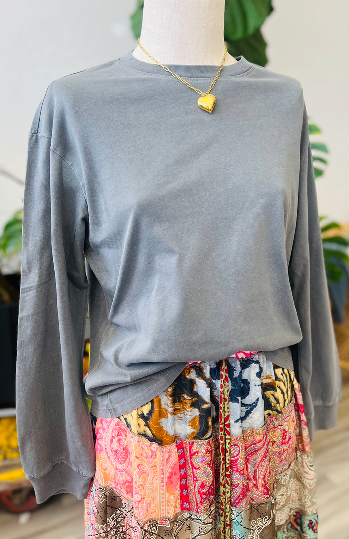 Basic Long Sleeve Top + Grey