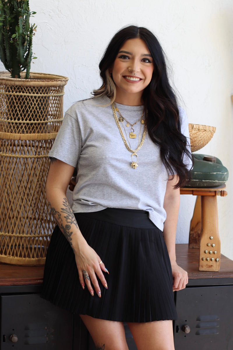 Payton Pleated Active Skirt in Black