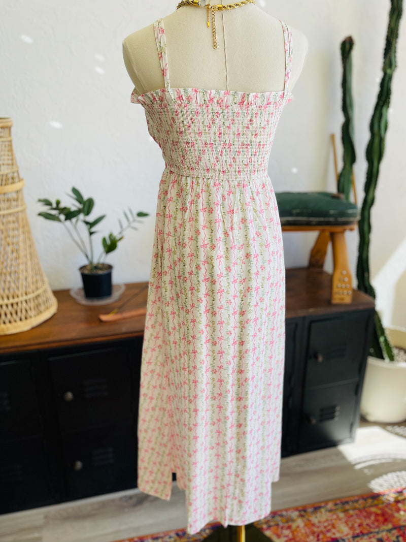 Mildred Pink Floral Midi Dress