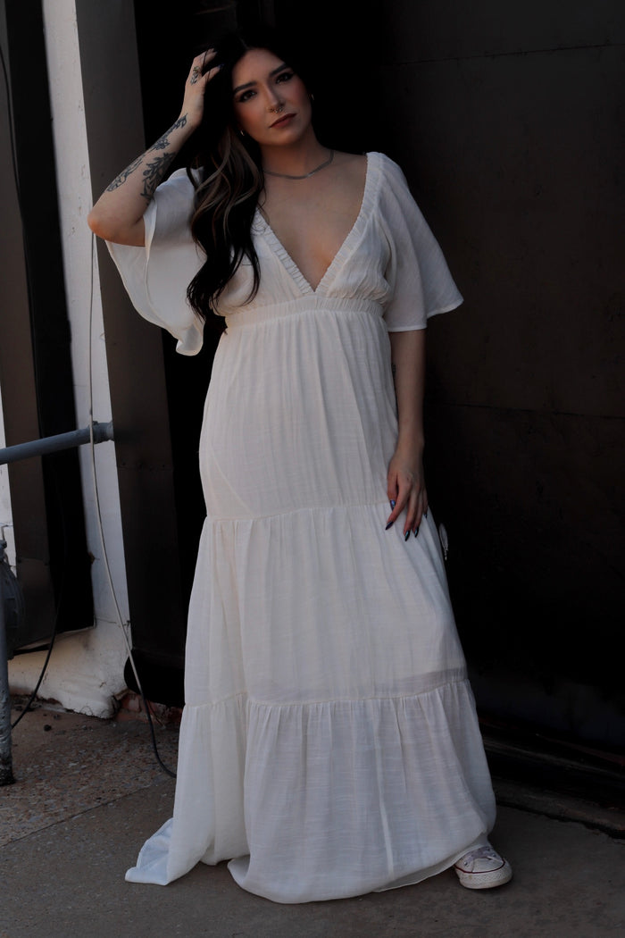 Ethereal Beauty Flowy Maxi Dress in Ivory