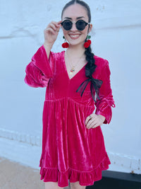 Hot Pink Velvet Dress