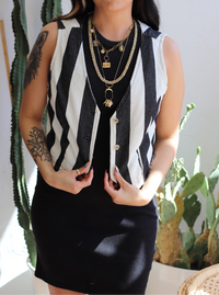 Striped Denim Vest