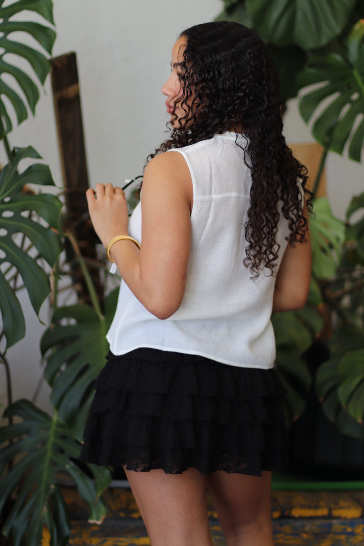 Hannah Lace Tie Top + White