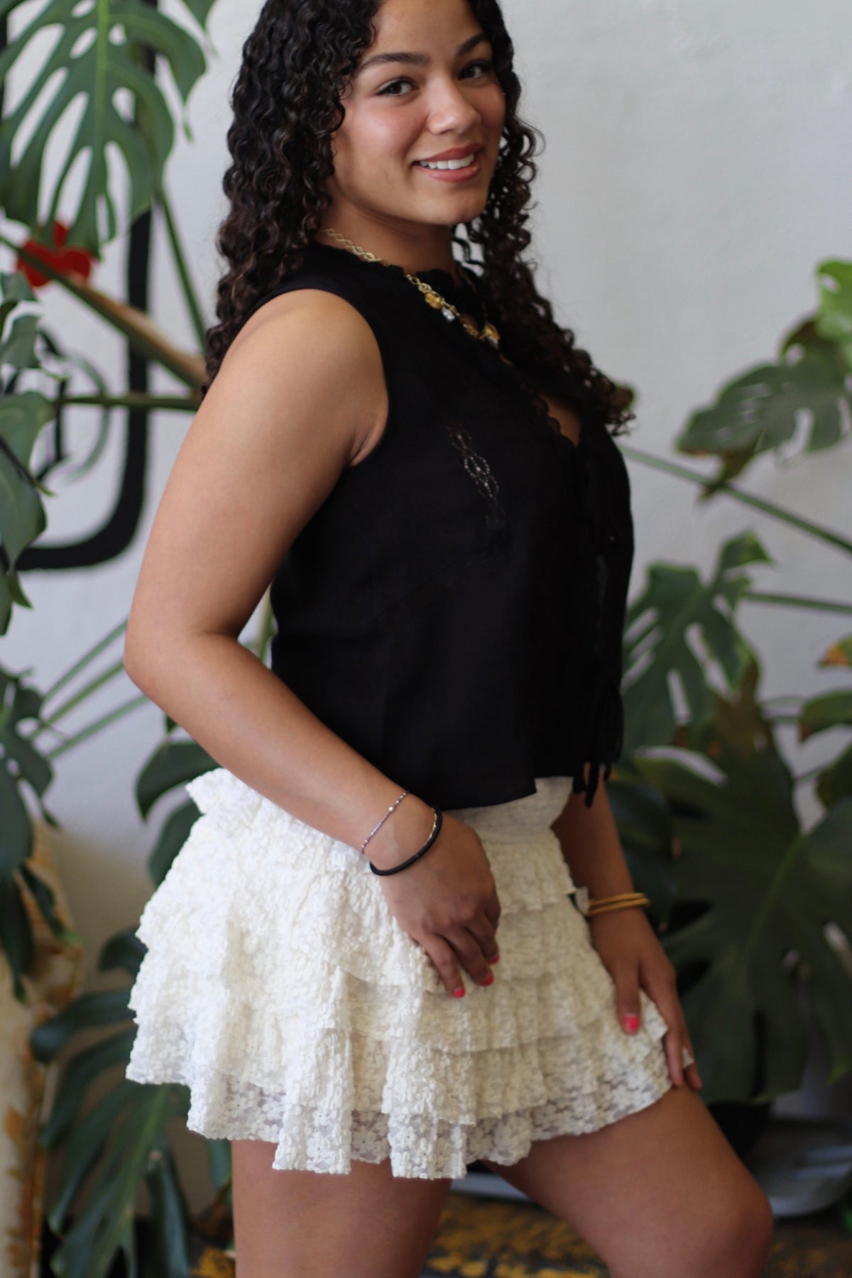 Hannah Lace Tie Top + Black