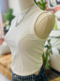 Soft Mock Neck Tank + White
