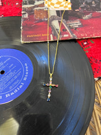 Rainbow Crystal Cross Pendant Necklace