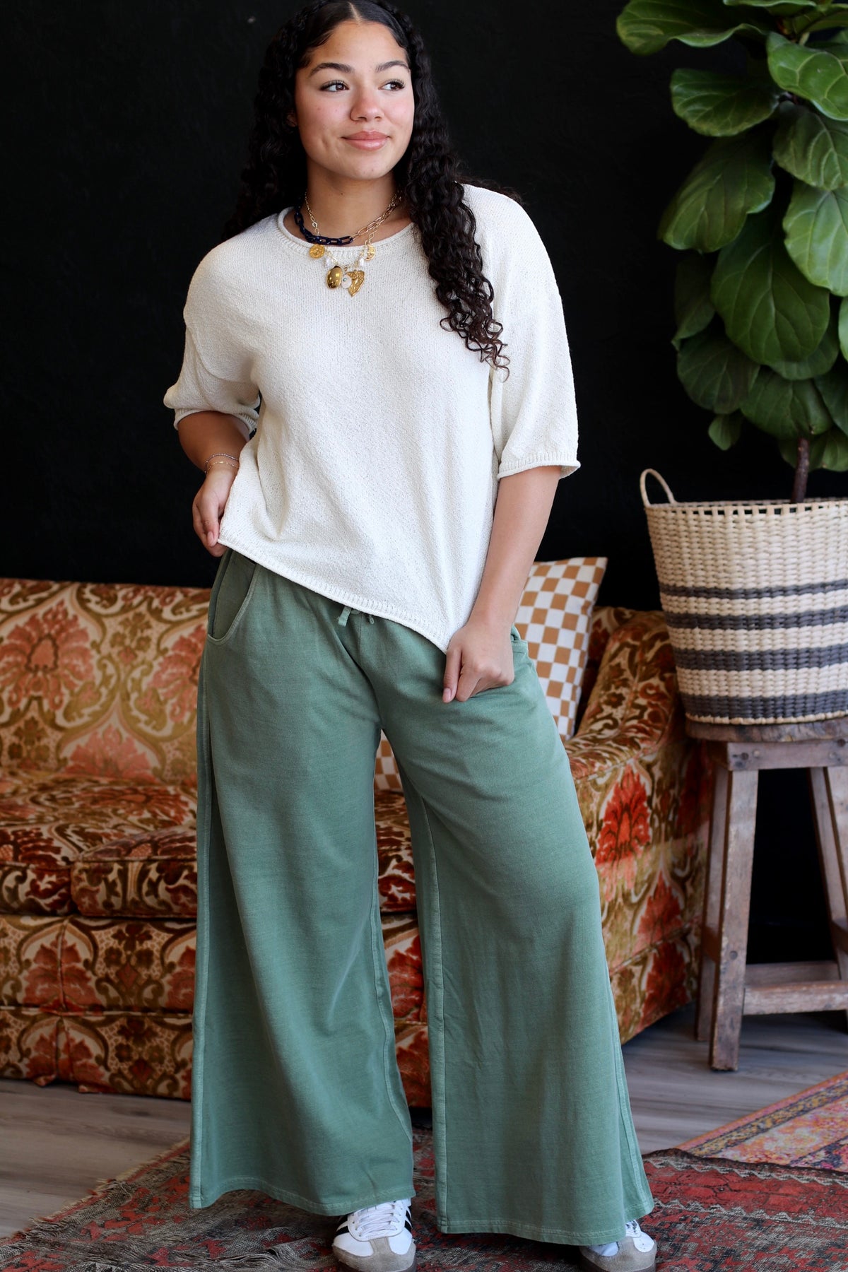 Raw Edge Boxy Knit Sweater + Cream