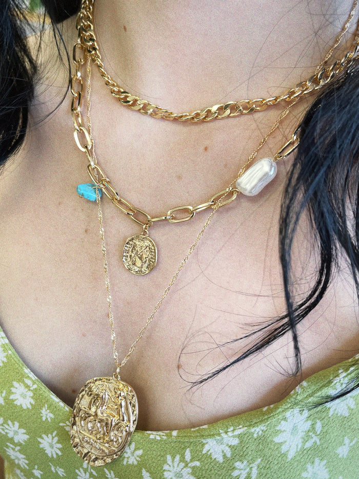 Chunky Chain w/ Coins Necklace