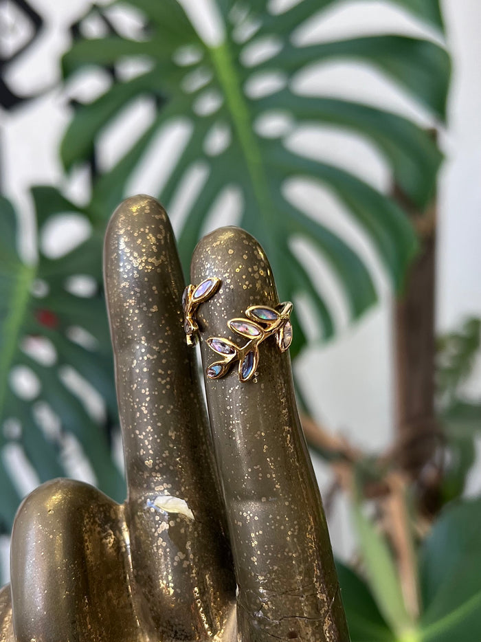 Abalone Shell Leaf 18K Gold Plated Ring