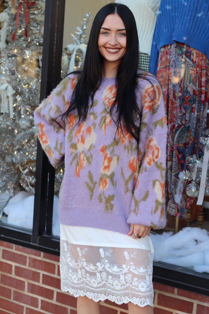 Lilac Floral Sweater