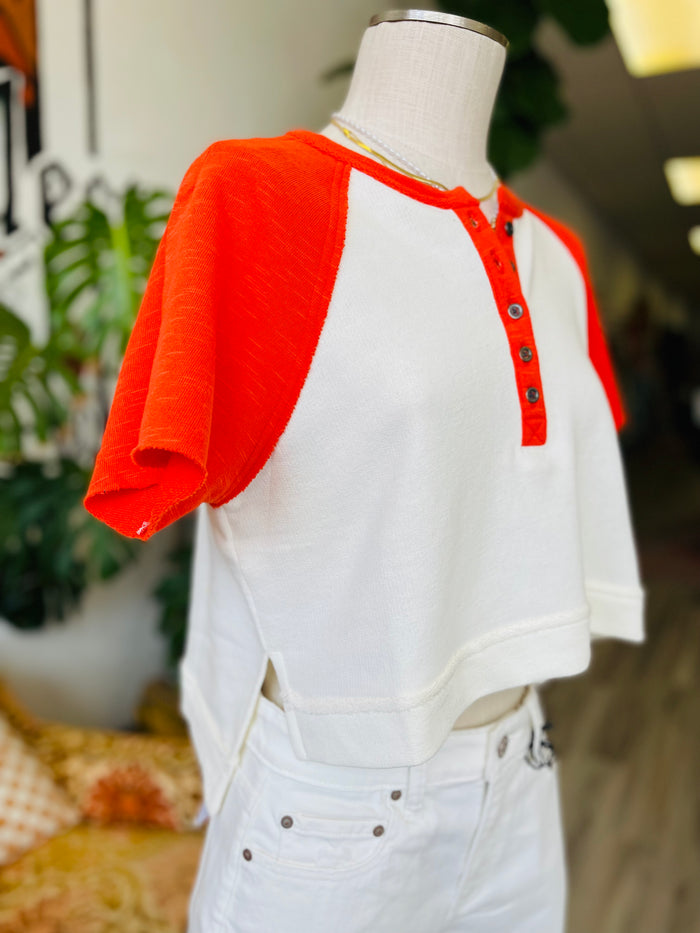 The Sandlot Cropped Tee in Tomato