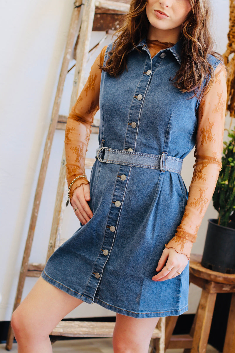 Denim Button Down Mini Dress