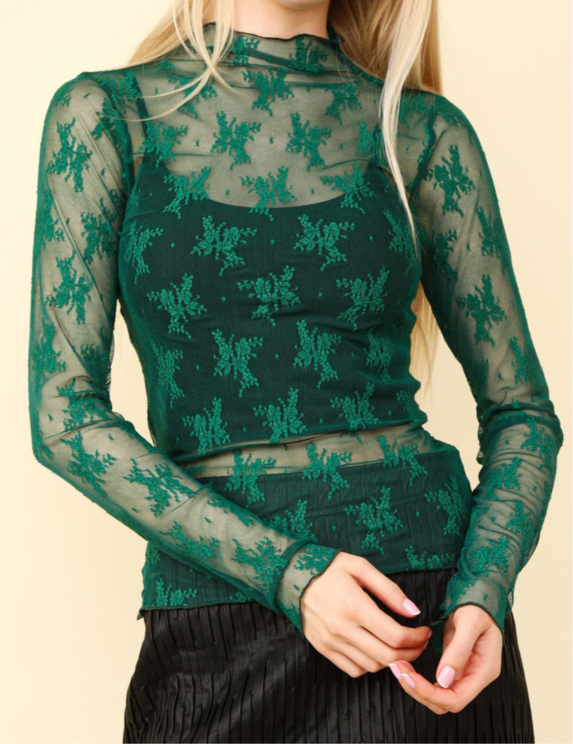 580 Lace Layering Top + Forest