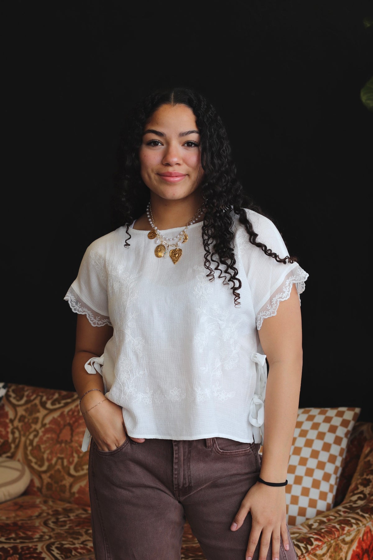 Lacy White Woven Top