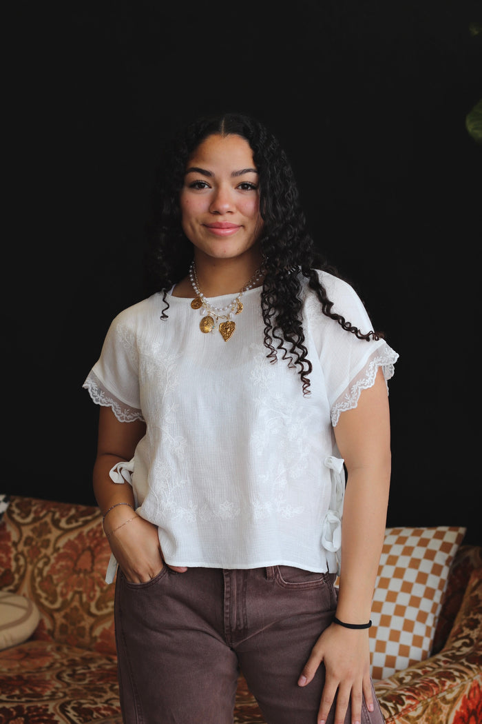 Lacy White Woven Top