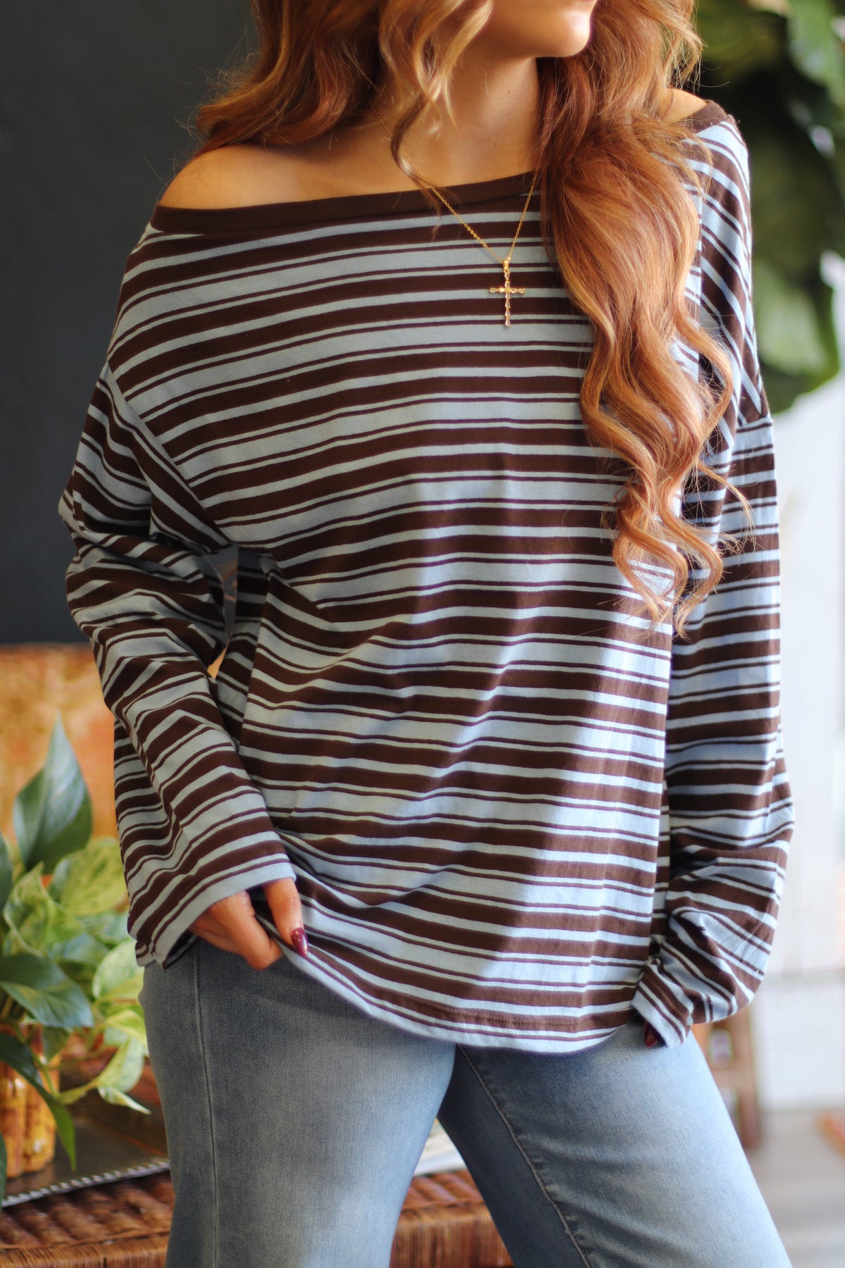 Brown & Blue Striped Long Sleeve