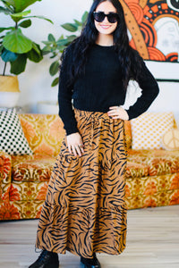 Wild Child Tiger Print Maxi Skirt