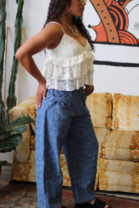 Nina Cream Lace Ruffle Top