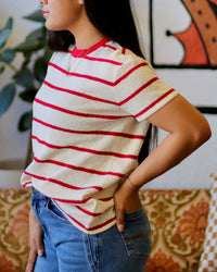 Striped Basic Tee in Red