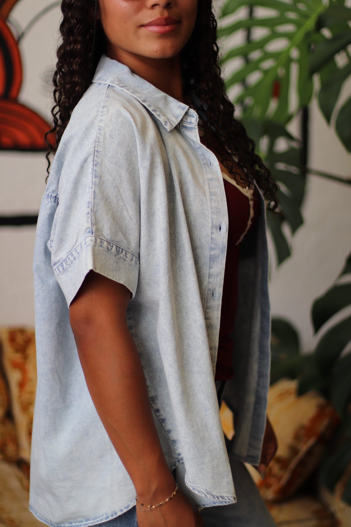 Skyline Chambray Button Down Top