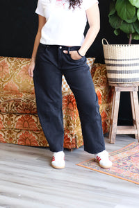 Barrel Leg Jeans + Black